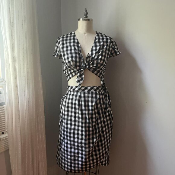 Hearts and Found Other - 1950s 2-piece Joana black white gingham set rockabilly pinup set